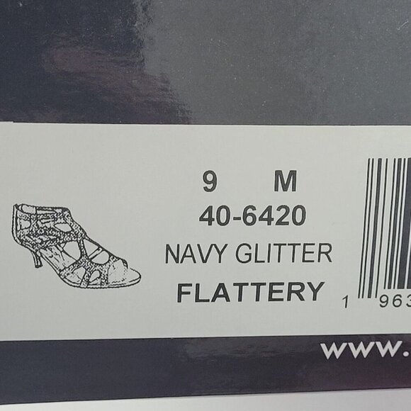 NEW Easy Street Flattery Women's 9 Navy Glitter Strappy Heels - Picture 9 of 11